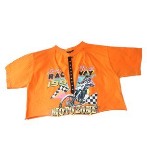 Forever 21 Orange Racing Graphic Crop Top